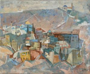 EISENSCHER Jacob 1896-1980,Landscape of Safed,Tiroche IL 2024-04-21