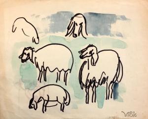 EISENSCHER Jacob 1896-1980,Sheep,Montefiore IL 2017-03-22