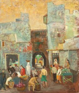EISENSCHER Jacob 1896-1980,The Market in Safed,Tiroche IL 2023-09-20