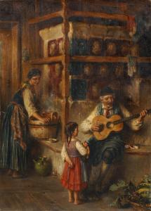 EISERMANN Richard 1853-1927,Gitarrenständchen in der Bauernstub,1880,Schmidt Kunstauktionen Dresden 2021-06-19