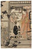 EISHI Hosoda Jibukyo Toki 1756-1829,Asagao : Trois courtisanes sur la terra,Pierre Bergé & Associés 2010-09-18