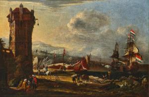 EISMANN Johann Anton 1604-1698,An Italian port,Palais Dorotheum AT 2023-12-15