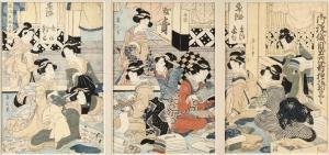 EIZAN Kikugawa Toshinobu 1787-1867,Fûryû gofuku mise no zu/ Vue d'un magasin d'ét,Beaussant-Lefèvre 2024-02-02