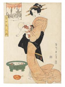 EIZAN Kikugawa Toshinobu,the courtesan Segawa of the Matsubaya drinking aya,Bonhams 2023-11-08
