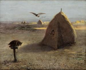 EJSMOND Franciszek, Franz 1859-1931,Hunt with an eagle-owl,1908,Desa Unicum PL 2019-10-24