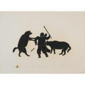 EKOOTAK VICTOR 1916-1965,BEAR HUNTING DOGS, BEAR AND HUNTRESS,1964,Waddington's CA 2010-02-22