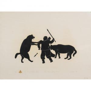 EKOOTAK VICTOR 1916-1965,THE BEAR AND HUNTING DOGS,1964,Waddington's CA 2010-08-16