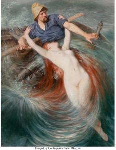 EKWALL Knut 1843-1912,A fisherman engulfed by a siren,Heritage US 2022-12-08