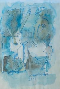 EL NAGDI Omar 1931-2019,Two Figures in Blue,2013,Bonhams GB 2024-02-13