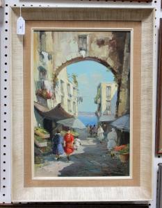 ELETTRO A 1900,Mediterranean Street Scene with Flower Sellers,Tooveys Auction GB 2017-07-12
