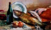 ELIASE maija 1924-1991,Still life with fish,1981,Antonija LV 2008-04-26