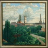 ELKJAER P.M,City scenery with Copenhagen towers,1919,Bruun Rasmussen DK 2009-09-07