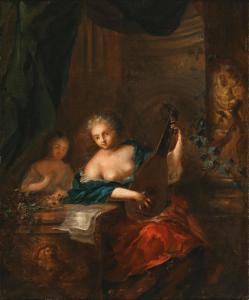 ELLIGER Ottomar II 1666-1735,A young woman playing the lute,Palais Dorotheum AT 2022-12-19