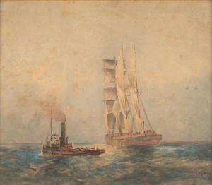 ELLIOTT Frederick James 1864-1949,Maritime scene,Mossgreen AU 2015-11-09