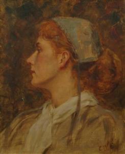 ELLIS Charles 1900,Portrait of a woman wearing a grey cap,Dreweatt-Neate GB 2006-12-12
