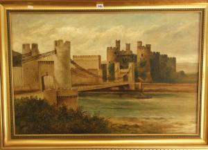 ELLIS J 1800-1900,River scene with castle and fortified bridge,20th century,Wotton GB 2019-05-29