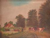 ELLIS Kenneth 1900-1900,Country landscape with figures, horsedrawn cart an,Bonhams GB 2003-03-11