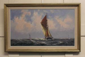 ELLIS Victor William 1921-1984,boat sailing off a coastline,Henry Adams GB 2023-06-22