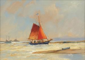 ELLIS Victor William,maritime scene with fishing vessel to foreground,Ewbank Auctions 2023-03-23