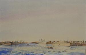 ELLISON Norman,boats in a Mediterranean harbour,1944,Ewbank Auctions GB 2008-03-13