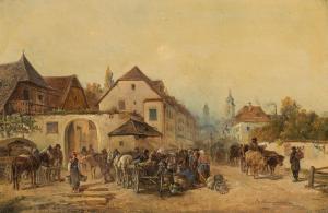 ELLMINGER Ignaz 1843-1894,„Markttag in Niederösterreich\“,im Kinsky Auktionshaus AT 2022-06-28