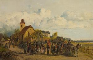 ELLMINGER Ignaz 1843-1894,„Nach dem Kirchgang\“,1886,im Kinsky Auktionshaus AT 2022-06-28
