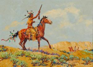ELLSWORTH Clarence Arthur 1885-1961,Indians on horseback,1960,John Moran Auctioneers US 2023-06-06