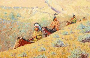 ELLSWORTH Clarence Arthur,Native American Scouts Riding in a Western Landsca,1928,Bonhams 2023-04-26