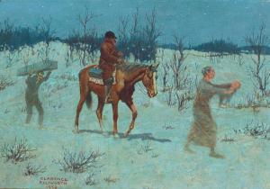 ELLSWORTH Clarence Arthur 1885-1961,Western Doctor on Horseback in Winter,1958,Bonhams GB 2023-11-30