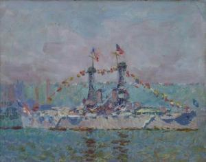 ELLSWORTH GARNSEY ELMER 1862-1946,U.S. Battleship New York,1926,Jackson's US 2021-07-14