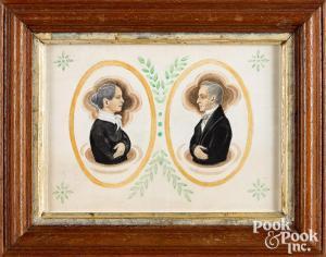 ELLSWORTH James Sanford 1802-1874,Double portrait of a husband and wife,Pook & Pook US 2021-05-21