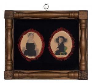 ELLSWORTH James Sanford 1802-1874,Pair of Silhouette Portraits: Husband and Wife,Hindman 2024-03-14