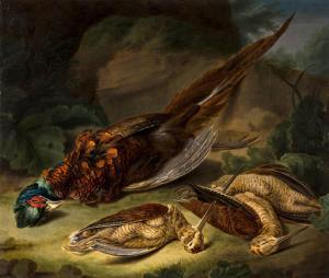 ELMER Stephen 1717-1796,A dead pheasant, and three woodcocks, in a woodlan,Dreweatts GB 2015-03-25