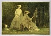 ELMERICH Charles Édouard 1813-1889,Femmes au chevalet en extérieur,Rouillac FR 2009-06-07