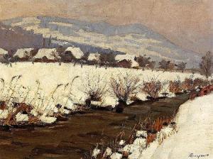 ELMIGER Franz 1882-1934,Luzerner Dorf im Winter,1904,Zofingen CH 2016-12-10
