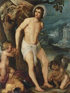 ELSHEIMER Adam 1574-1610,Saint Sebastian attended by angels,Christie's GB 2009-04-23