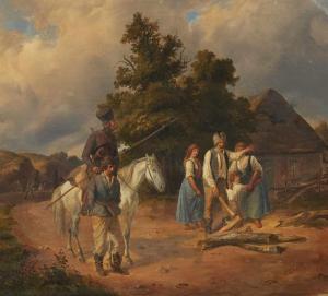 ELSHOLTZ Ludwig 1805-1850,Soldat zu Pferde mit einem Gefangenen,1836,Lempertz DE 2018-09-19