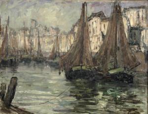 elster toni 1862-1948,Segelboote im Hafen,DAWO Auktionen DE 2012-06-20