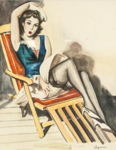 Elvgreen Gil 1914-1980,modern girl lounging on a chair,20th century,888auctions CA 2018-02-15