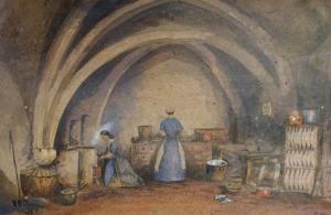 ELWES OF CONGHAM robert 1819-1878,The Bishop's Palace Kitchen, Ely,1864,Cheffins GB 2008-11-26