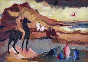 ELWYN John 1916-1997,horsemen in landscape,1938,Rogers Jones & Co GB 2023-04-01