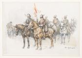 ELZINGRE Edouard 1880-1966,Kavallerie mit Standarte,Dobiaschofsky CH 2010-11-10