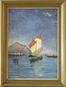 EMANUEL Anund 1859-1941,Fiskebåtar i Medelhave,1894,Stadsauktion Frihamnen SE 2010-04-12