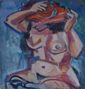 EMANUEL Pryl 1886-1980,Nudo di donna con cappello rosso,Galleria Pananti Casa d'Aste IT 2021-03-26