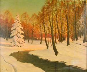 EMANUELOV Victor 1884-1940,Sunrise over a winter woodland landscape,888auctions CA 2017-01-12