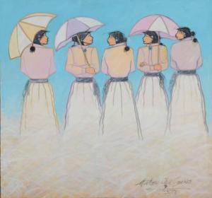 Emerson Anthony Chee 1963,Native American women standing with umbr,1980,John Moran Auctioneers 2021-11-30