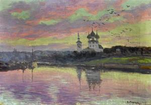 EMIEVICH MARTEN Dimitri 1860-1918,Sunset over the river,1917,Bonhams GB 2011-11-30