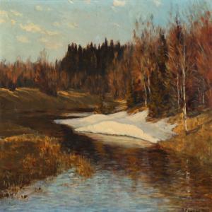 EMIEVICH MARTEN Dimitri,The snow is melting by a Russian stream,1907,Bruun Rasmussen 2015-06-08
