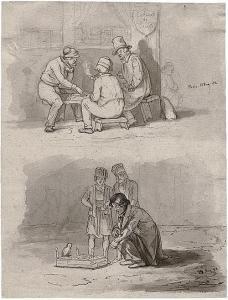 EMIL ANDERSEN Christian 1817-1845,Spielende Männer Pfeife rauchend, Okkultist,1842,Galerie Bassenge 2016-05-27