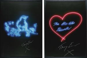 EMIN Tracey 1963,MY FAVOURITE LITTLE BIRD; AND THE KISS WAS BEAUTIF,2015-2016,Sotheby's 2017-11-13